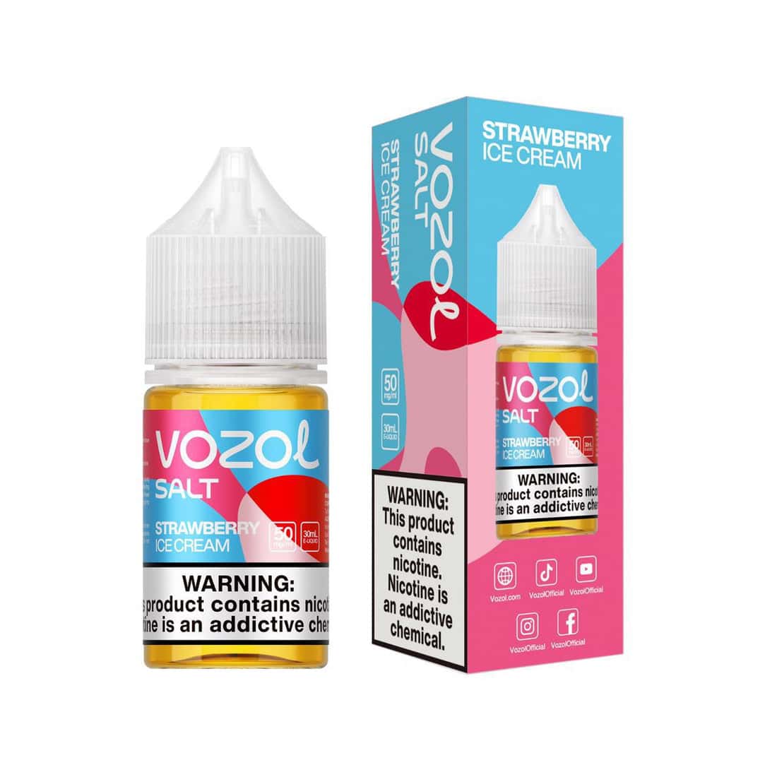 Strawberry Ice Cream - Vozol Nic Salt | 30ML | 25MG 50MG | Indian Vape